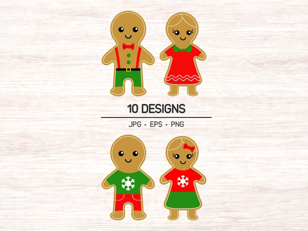 Gingerbread Family Vector Gingerbread Family Clipart, Christmas or Winter Digital Art Instant ...