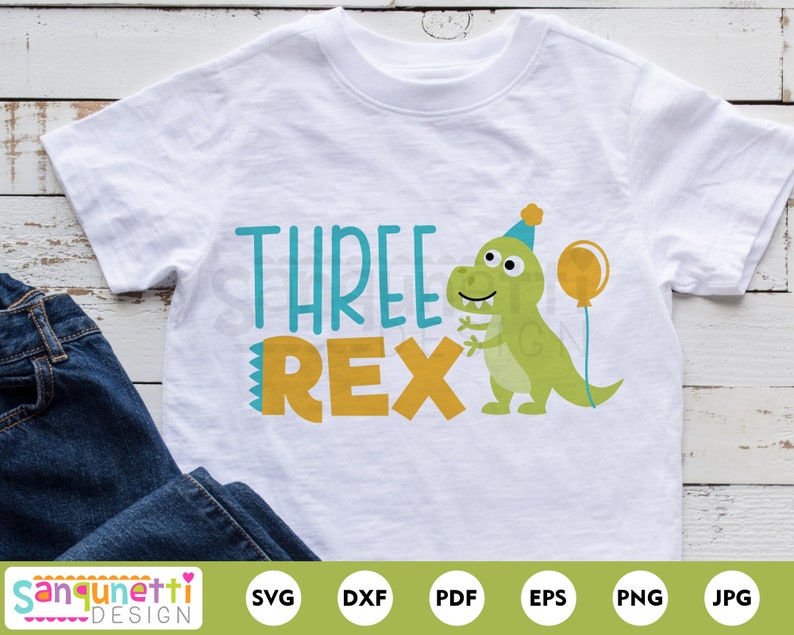 Download Three rex dinosaur birthday SVG Third birthday cut file ...