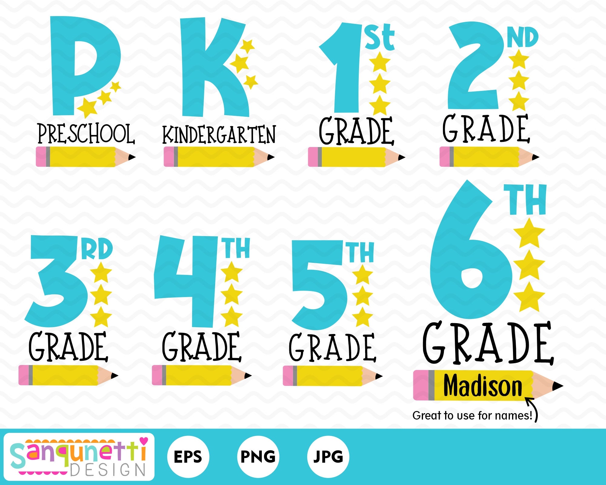 School Grades Clipart Back to School Digital Art Pencil Clip Etsy