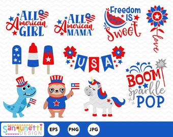 4th of July Clipart, Independence Day digital art, Patriotic graphics