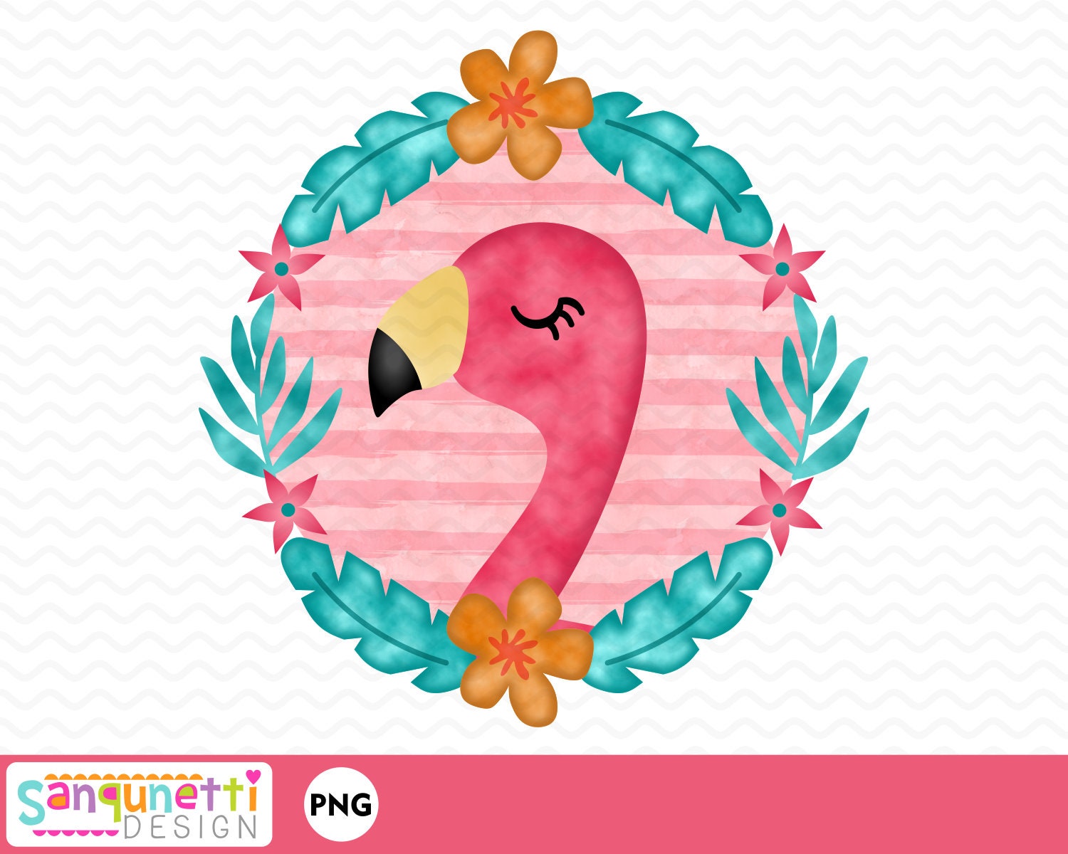 Download Tropical Flamingo Png Digital Watercolor Clipart Summer Etsy