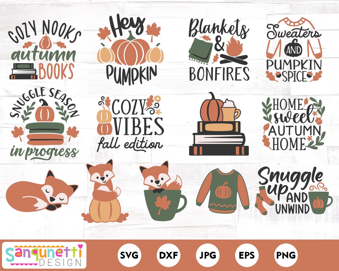Cozy Fall SVG Bundle paquete de letras de otoño - Etsy México