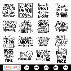 SVG e clipart ispiratori e motivazionali, download istantaneo di arte digitale Lettering