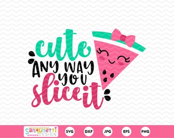 Wassermelone SVG, Sommer SVG Schriftzug, Mädchen Obst Schneidedateien für Silhouette und Cricut
