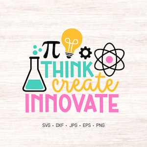 STEM SVG, Myśl Twórz Innowacje Szkoła SVG, Nauka Technologia Inżynieria Matematyka