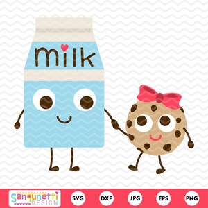 Milk and Cookies SVG, food and drink cutting files for silhouette and cricut