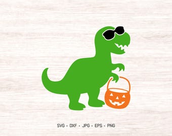Boy Dinosaur Halloween SVG – T-Rex Trick-or-Treat Design