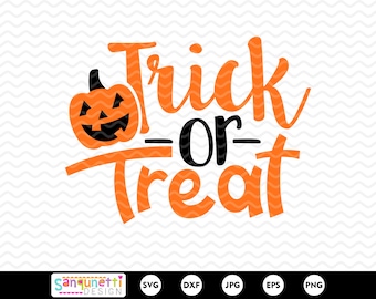 Dolcetto o scherzetto di Halloween in formato SVG, file di taglio zucca per silhouette e cricut