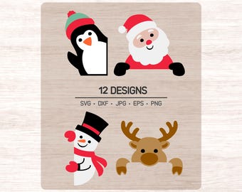 Schattige glurende kerstfiguren - Kerstschatjes SVG- en clipartbundel