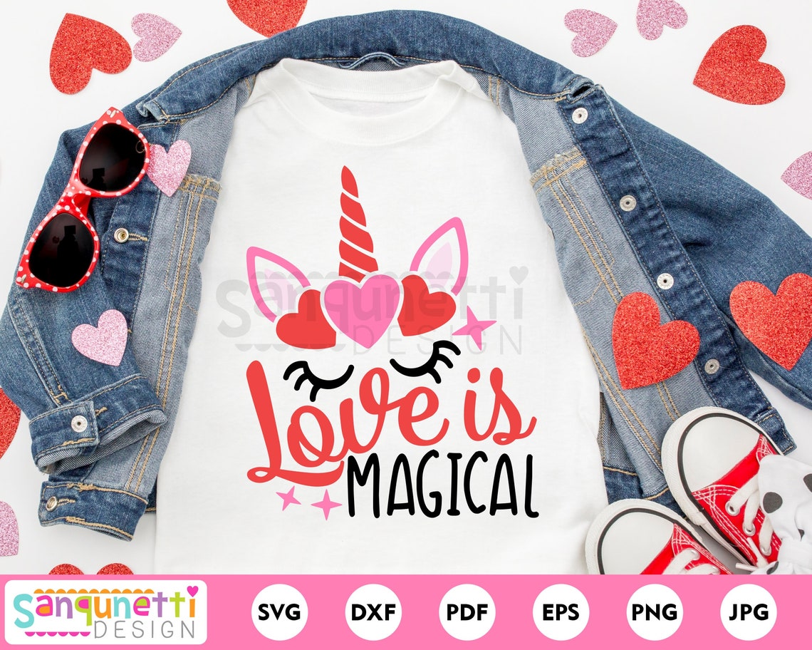Love is magical unicorn Valentine SVG girls cut file for | Etsy