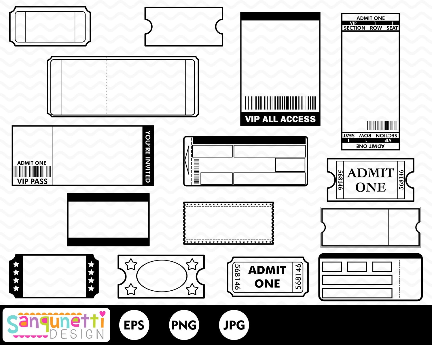 Tickets Clipart, Movie Tickets, Tickets for Party Invitations ...