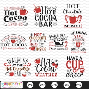 Hot Cocoa Bar SVG, Hot Cocoa Clipart, Hot Chocolate Bundle