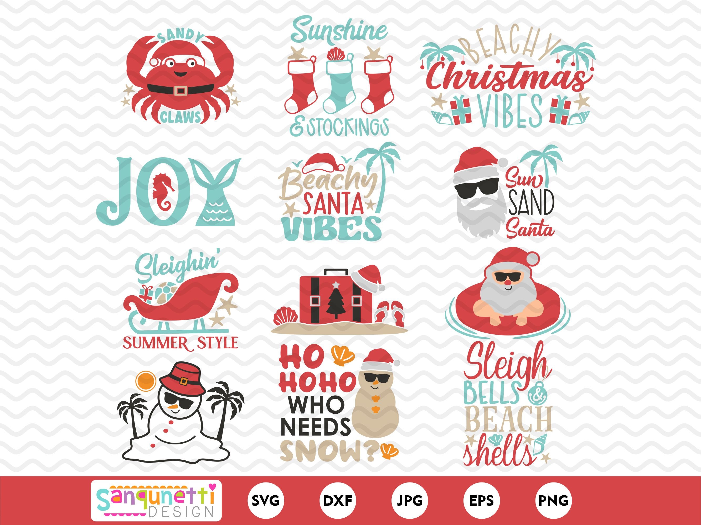 Beach Christmas SVG, paquete de Navidad costera