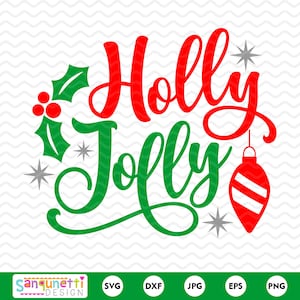 Holly Jolly Christmas SVG, świąteczna piosenka svg, plik do cięcia świątecznego, sylwetka i cricut