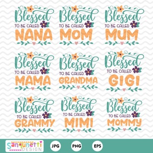 Gesegnet, genannt zu werden Nana, Oma, Mama, Mama Clipart.  Familie Clipart Digital Art sofortiger Download
