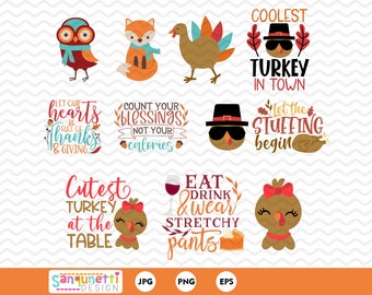 Thanksgiving graphics and lettering clipart, fall harvest digital art instant download