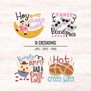 Nursery Rhyme Clipart, storybook lettering, baby digital art