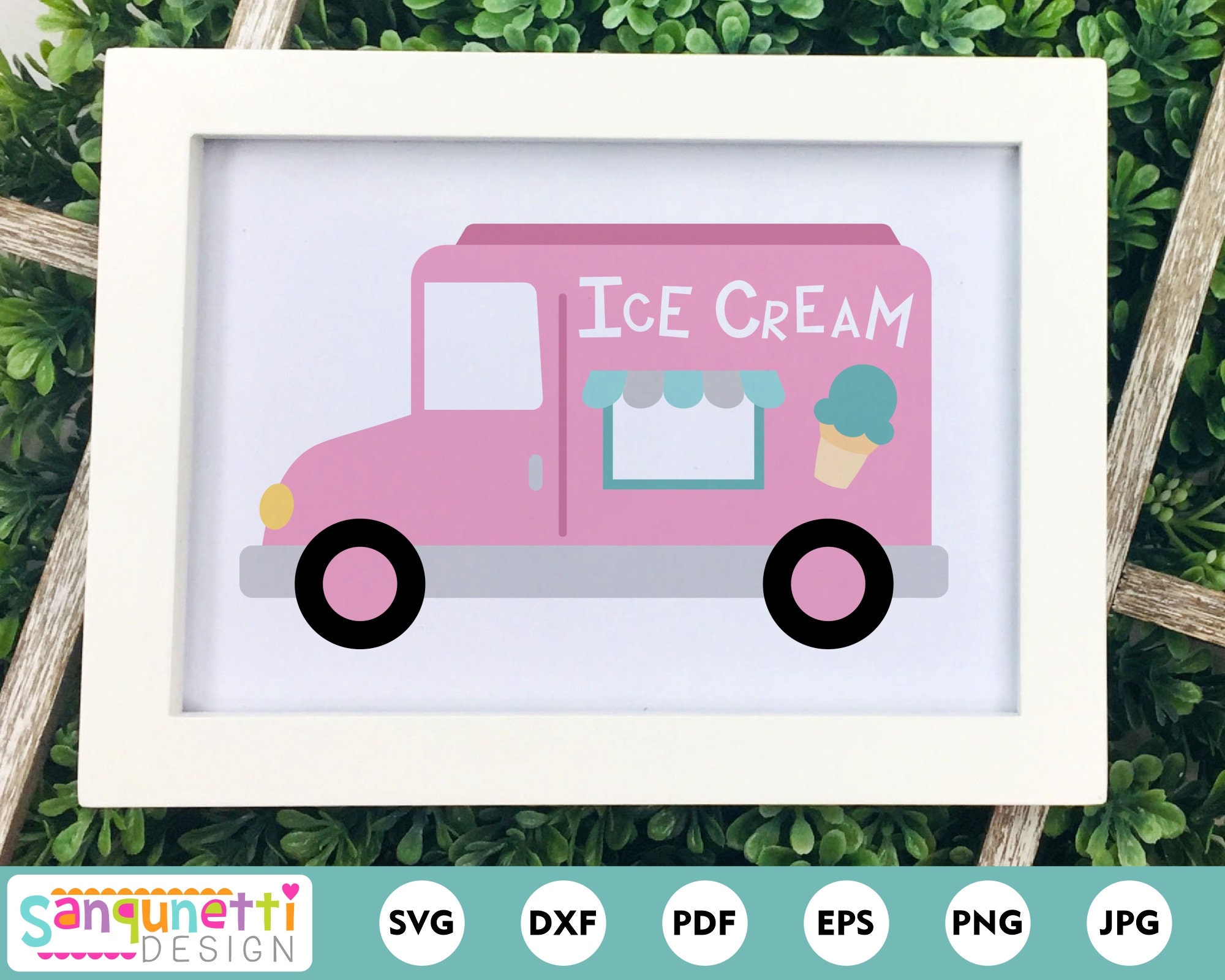 Ice Cream Truck SVG summer cutting file for silhouette or ...