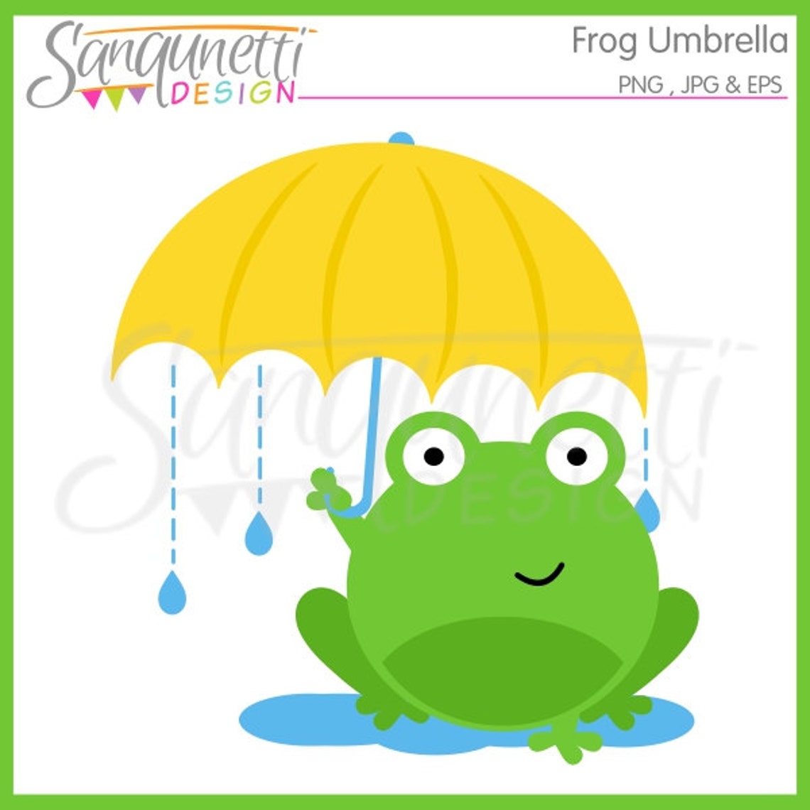 Frog clipart holding umbrella spring digital art instant Etsy