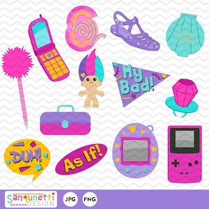 Imágenes prediseñadas de los años 90, arte digital retro de los noventa, gráficos de descarga instantánea