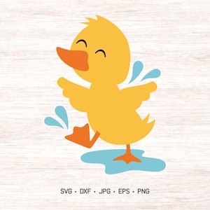 Eend spetteren in de plas SVG, schattige eend, png