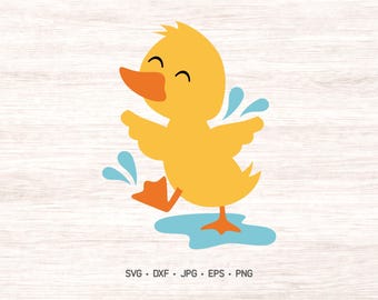 Anatra che schizza nella pozzanghera SVG, Simpatica anatra primaverile png