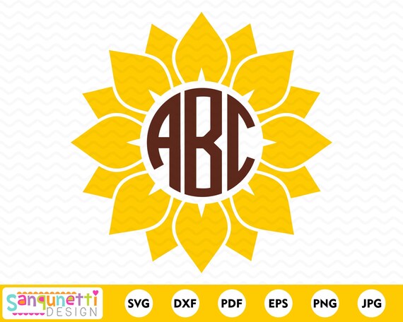 Download Sunflower Monogram Svg Summer Flower Cut File For Silhouette Etsy