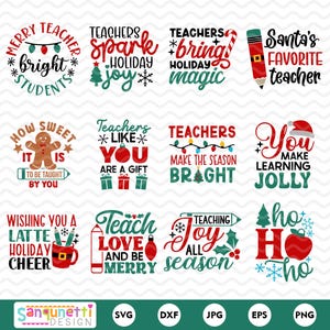 Weihnachten Lehrer SVG Bundle | Festliche Feiertags-Designs für Lehrergeschenke
