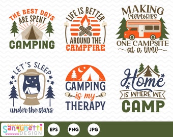 camping clipart,camper and camfire digital art, summer clip art instant download