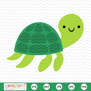 Tortuga marina kawaii linda SVG PNG / Adorable tortuga clipart / Descarga digital de animales del océano