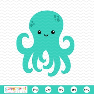 Cute Octopus SVG | Kawaii Ocean Animal Clipart | Under the Sea Cut File