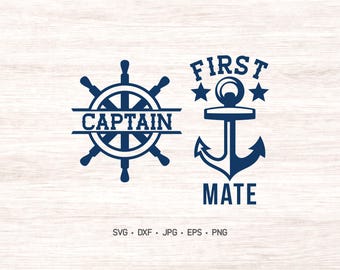 Captain and First Mate matching SVG, family or couple matching cut file