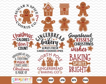 Christmas gingerbread Bundle, Gingerbread SVG and Clipart