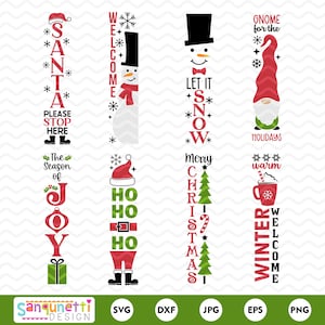 Christmas Porch Sign SVG Bundle: Vertical Holiday Designs (Digital Download)