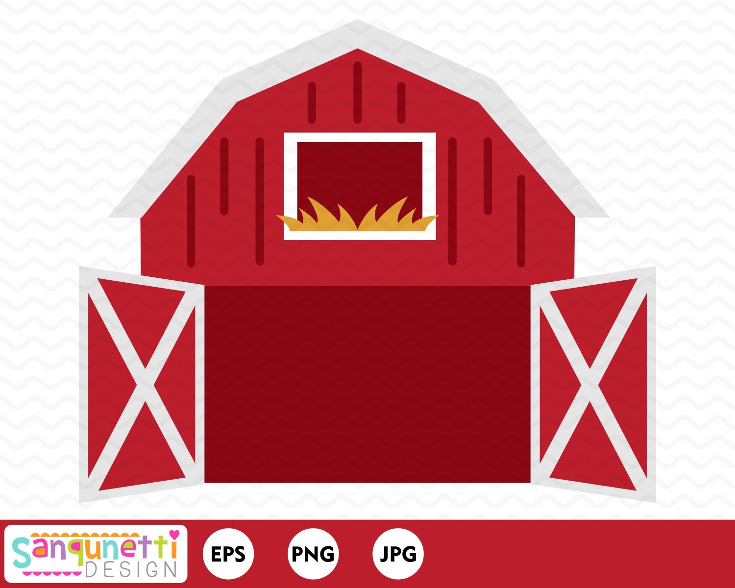 Open Barn Clipart Farm Digital Art Instant Download