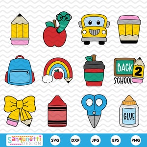 Joli lot de cliparts et SVG pour la rentrée, gros graphismes pour l'école