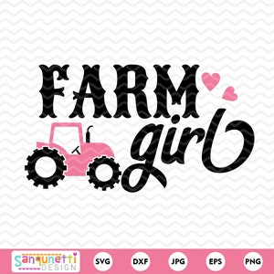 Svg de fille de ferme, svg de tracteur, fichier de coupe du sud, fille rustique et campagnarde, silhouette et cricut