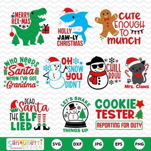 Kids Christmas SVG-bundel, grappige kinderen Kerstmis, sneeuwpop SVG, Cricut en silhouet