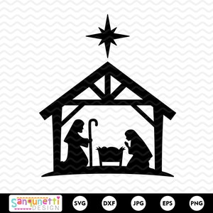 Scena Narodzenia SVG | Sylwetka Narodzenia Bożego Narodzenia | Clipart Sceny Żłóbka