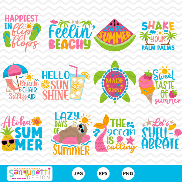 summer sayings clipart, beach clipart, instant download