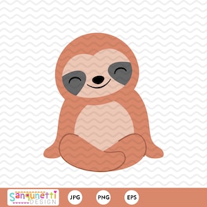 Sitting Sloth Clipart, animal clip art, sloth graphic digital art