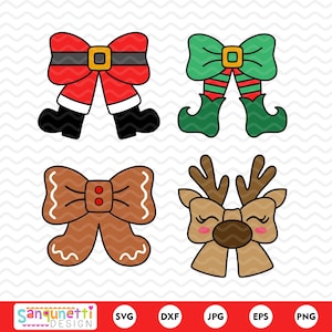 Pacote SVG de laço de Natal, laço de personagem de Natal png