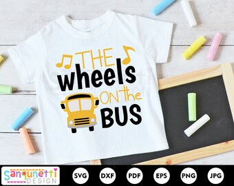 Wheels on the bus svg, school bus digital art, nursery rhyme cut file for silhouette and cricut