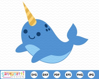 Narwhal SVG, Magical unicorn cutting file for silhouette & cricut