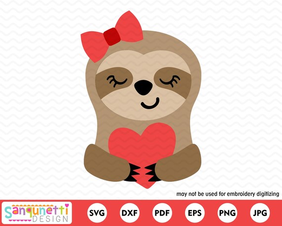 Download Free Valentine Sloth Svg Cut File For Girls Printable Cutting Etsy SVG Cut Files