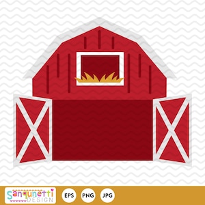 Clipart Open Barn, cyfrowa sztuka farmy do pobrania natychmiast