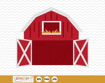 Open Barn clipart, farm digital art instant download