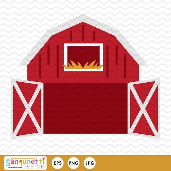 Open Barn clipart, farm digital art instant download