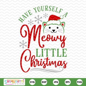 Offrez-vous un petit Noël SVG, des fichiers de découpe chat, une silhouette ou un cricut