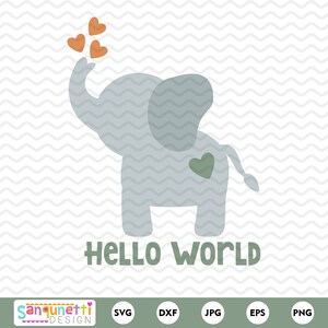 Adorable bebé elefante Hello World SVG